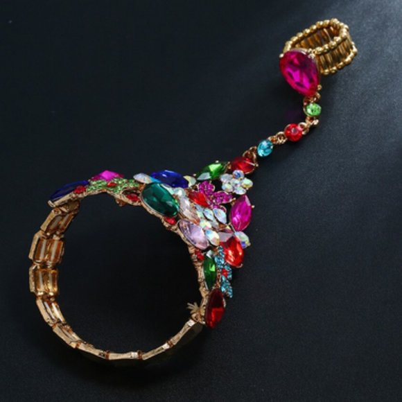 Bracelet ring bright funky 1 piece adjustable ring size colorful fashion ring - Picture 2 of 6